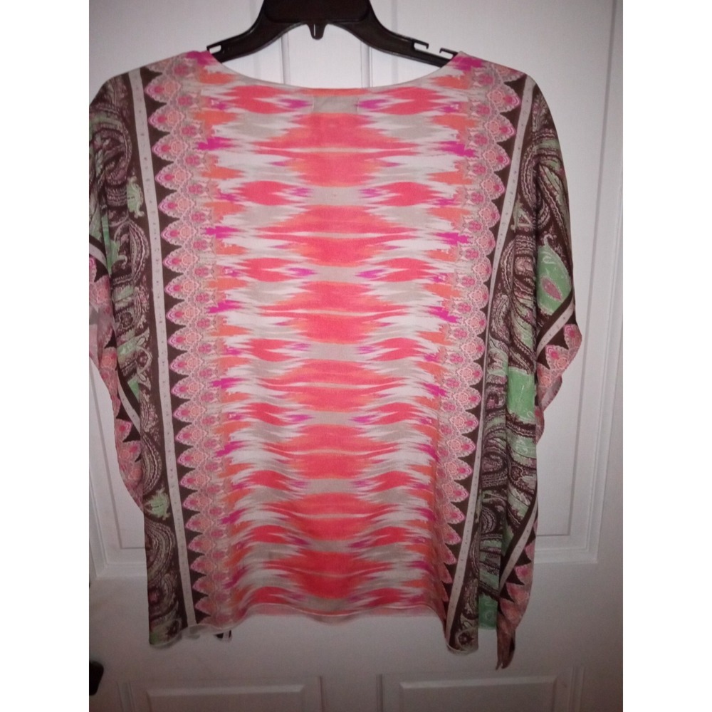 Womens Valerie Stevens Pink Brown Poncho Style Top Size XL EUC - Picture 6 of 7